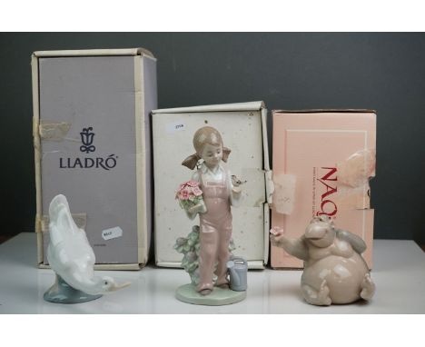 Boxed Lladro Figure titled Spring together with Boxed Nao Gorilla and a Boxed Nao Goose 