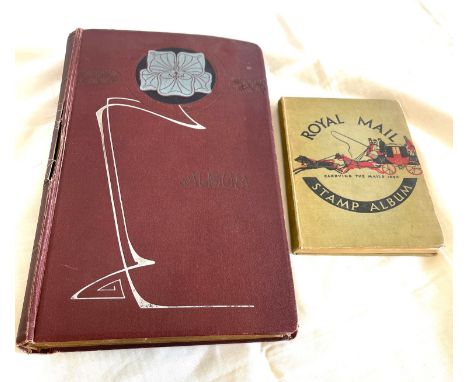 Large selection of stamps and vintage postcard album 