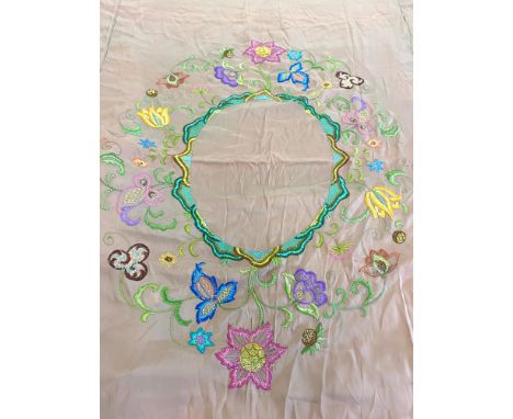 Vintage embroidered tablecloth, approxiamte measurement 104 inches by 82 inches 