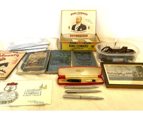 Box of miscellaneous includes coins, spoons, vintage keys etc 