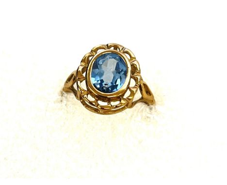 vintage 9ct gold synthentic spinel ring 