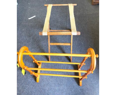 Vintage suitcase stand and a towel rail 