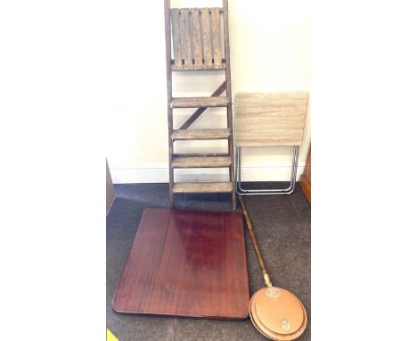 Wooden Step ladders and a fold away table 