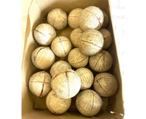 Selection vintage leather 'Fives' Balls, hand made leather ball for the game of fives or raquets. 