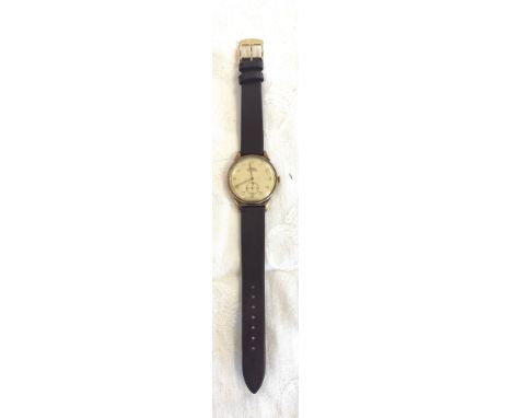 Vintage large 34mm S&amp;L 9ct gold Swiss Trebex mens presentation watch, name engraved to back, untested 
