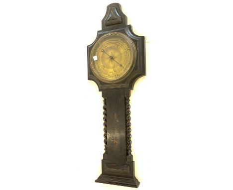Oak framed barley twist barometer - broken glass 