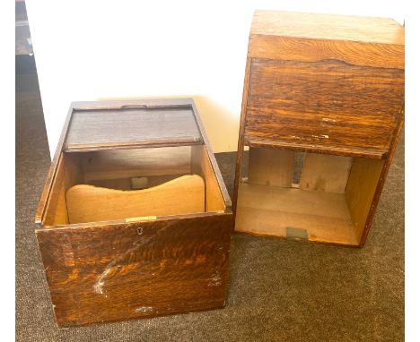 2 Vintage roller shutter oak tambour front filing cabinet measures approx 12" tall by 24" long 15.5" wide 