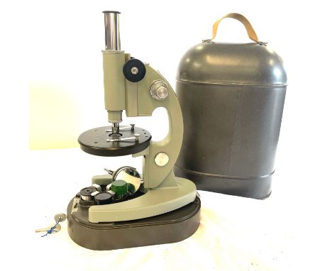 Cased Vintage microscope CCCP 824-78, lockable case with keys 