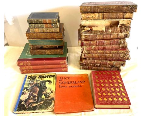 Selection of vintage hardback books to include, tennyson poems by alfred tennyson, alice in wonderland by lewis carrol, pictu