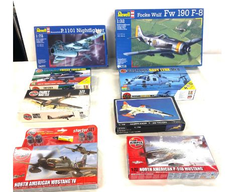 Selection of 8 boxed airfix models to include, Revell, P.1101 nightfighter, Focke Wulf FW 190, Airfix Fiat G.91 R, Airfix Fai