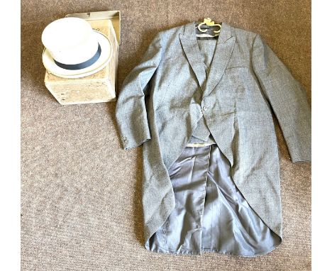 Vintage evening suit with top hat and box etc 