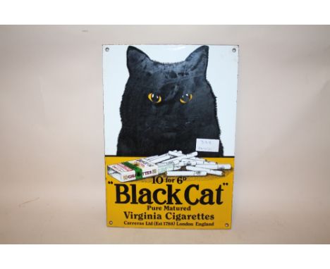 A REPRODUCTION ENAMEL ADVERTISING SIGN FOR BLACK CATS CIGARETTES