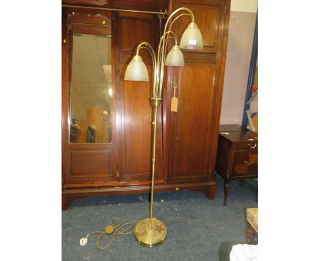 A MODERN THREE LIGHT LAMP STANDARD
