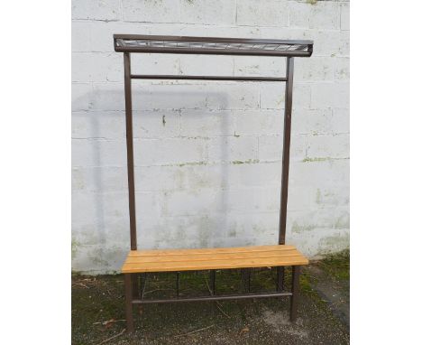 A VINTAGE INDUSTRIAL STYLE P E / CLOAKROOM BENCH H 182 cm, W 114 cm