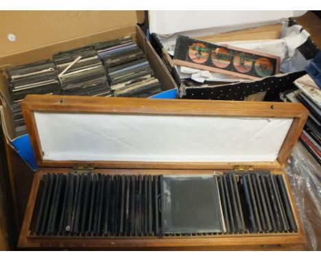 THREE BOXES OF GLASS MAGIC LANTERN SLIDES