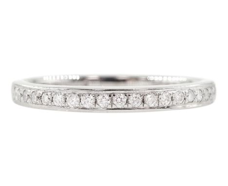 Platinum channel set round brilliant cut diamond half eternity ring, hallmarkedCondition Report:Approx 3.7gm, size L-M, diamo