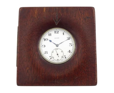 Rolex WWII military issue nickle plated, open face lever pocket watch, Cal. 548, white enamel dial with Arabic numerals and s