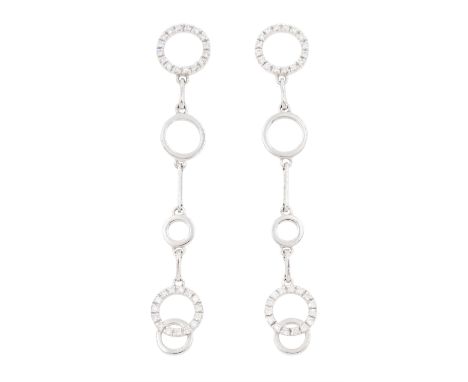 Chimento pair of 18ct white gold diamond circular pendant stud earrings, London 2006Condition Report:Approx 7.55gm, length = 