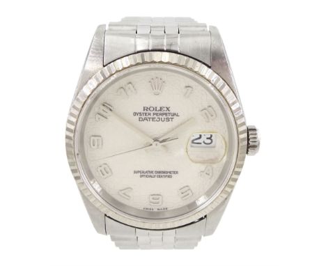 Rolex Oyster Perpetual DateJust gentleman's stainless steel automatic wristwatch, circa 2002, Ref. 16234, serial No. Y261534,