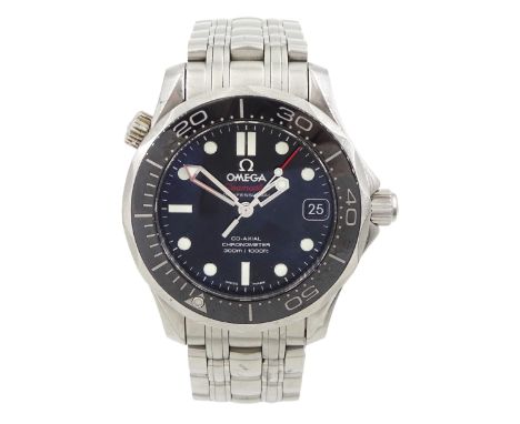 Omega Seamaster gentleman's stainless steel Co-Axial automatic chronometer wristwatch, Ref. 168 1509, Cal. 2500, black dial w