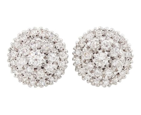 Pair of white gold round cut diamond cluster stud earrings, total diamond weight approx 0.45 caratCondition Report:Approx 4.6