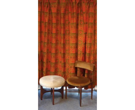 A very large single and a pair of vintage 1970s curtains in a heavyweight printed linen with a geometric design 'Shenhu' from