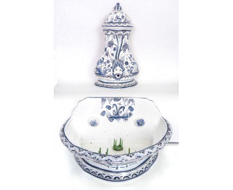 An Italian maiolica style tin glazed pottery sink