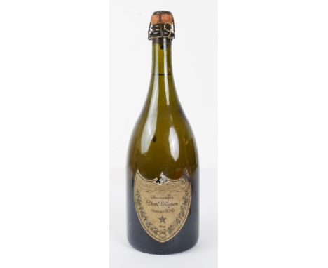 A bottle of Dom Perignon 2010 vintage champagne.