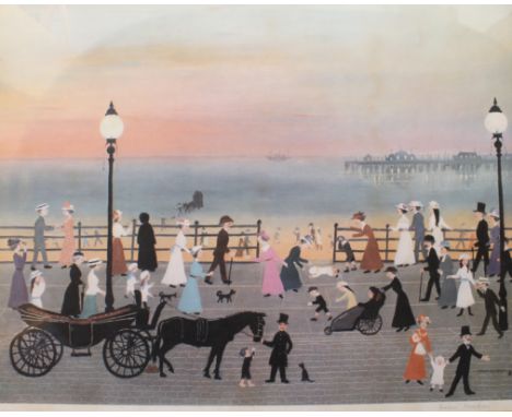 After Helen Bradley (1900-1979) 'Evening on the Promenade' Lithograph - signed in pencil (l.r.) and with FATG blind-stamp (l.