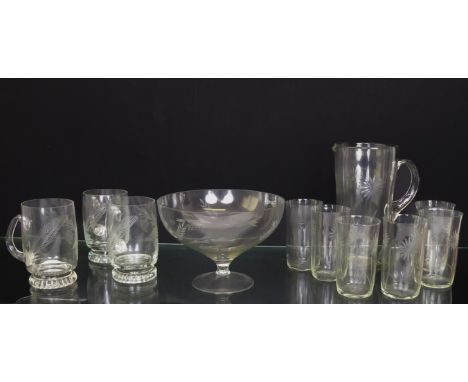 A vintage cut glass lemonade set