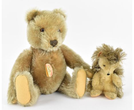 A 1960s Steiff Joggi hedgehog soft toy, the standing/begging version, with felt ears and feet pad, stitched nose, button with