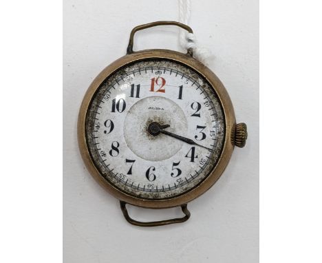 An early 20th century Rolex, gents, manual wind, gold plated, wristwatch, having a white enamel dial with centre seconds and 
