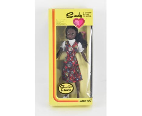 A vintage Sindy's friend Gayle doll by Marx Toys, circa 1978, in original box with posing stand, the doll wearing a floral pr