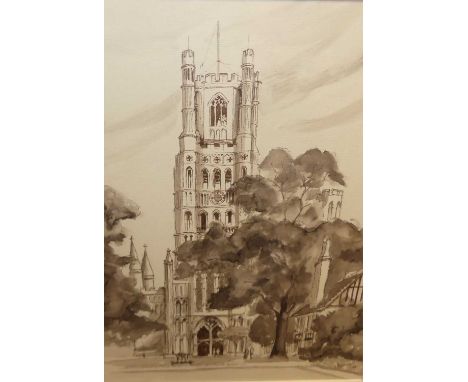 Gill Adams - Lilac Breasted Roller, watercolour, signed centre left, 36x26cm, together with Irene Brearey - Ely Cathedral, se