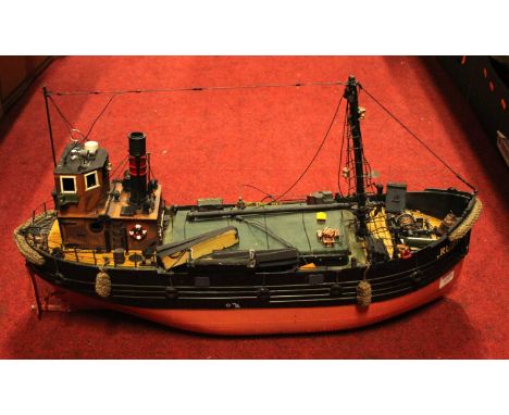 A kit built steam coaster model boat, 1:32 scale 'Ruby'