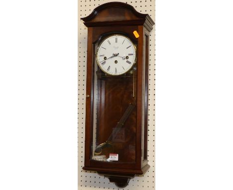 Comitti of London - a circa 1980s mahogany cased musical Vienna style wall clock, h.66cm 