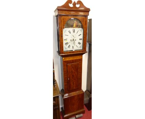 G. Bickerton of Kidderminster - an early 19th century mahogany longcase clock, having a 14" repainted arched dial with subsid