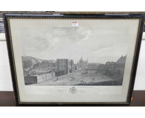 After J Kendall - Angel Hill in Bury St Edmunds, monochrome steel engraving, 44 x 63cm; R Cottingham - North-west view of the