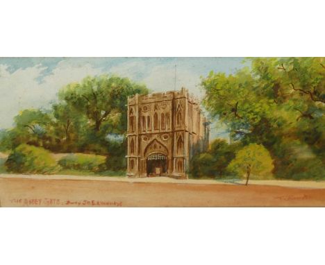 T. Banks - The Abbot;s Bridge, Bury St Edmunds, watercolour and gouache; together with two others by the artist, each 10 x 20