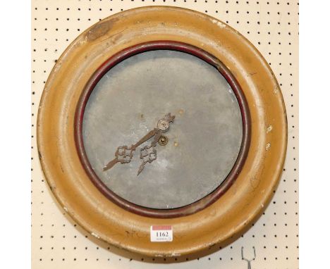 A 19th century French alloy framed circular wall clock, with monopodia and floral surround, together with a further French pr