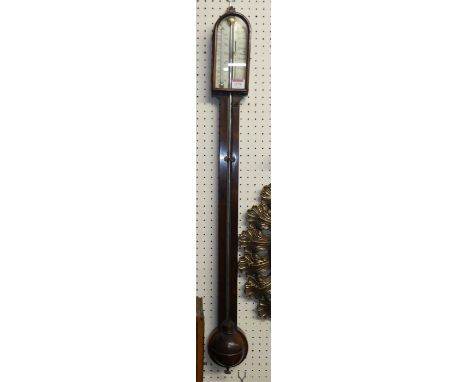 J Somalvico & Co of London - a 19th century rosewood stick barometer, having signed ivory scale, sub-thermometer dial, h.92cm