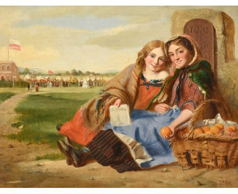Thomas P Hall (fl.1837-1867)Orange sellers at York RacesSigned, oil on canvas, 33.5cm by 43.5cm Provenance: Sotheby's London,