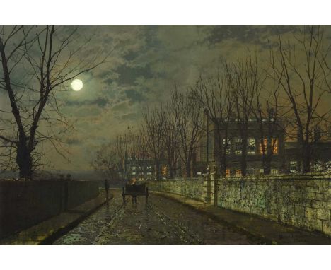 John Atkinson Grimshaw (1836-1893)"Silvery Moonlight"Signed and dated 1882, originally signed, inscribed and dated verso, oil