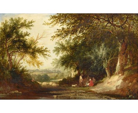 Henry John Boddington (1811-1865)"Lane scene near Iver"Signed and titled to label verso, oil on panel, 21cm by 34cm Provenanc