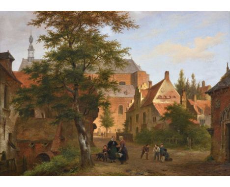 Bartholomeus Johannes van Hove (1790–1880) Dutch "Antwerp" Signed, with inscribed label verso, oil on panel, 36cm by 50cmProv