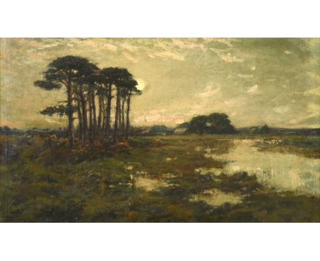 Sir John Alfred Arnesby Brown RA (1866-1955)The gloaming Initialled, oil on canvas, 36.5cm by 63cm Minimal and fine retouchin