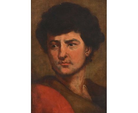 British School (18th century) Head study of a young man, bust length, wearing a red cloakOil on canvas, 39cm by 26.5cmThis pa