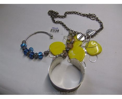 A white metal Bangle, necklace and bracelets