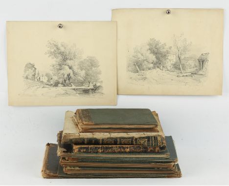 George Harley (British 1791-1871), a pair of pencil sketches of figures in rural landscapes, each signed and dated 1839, 22 x