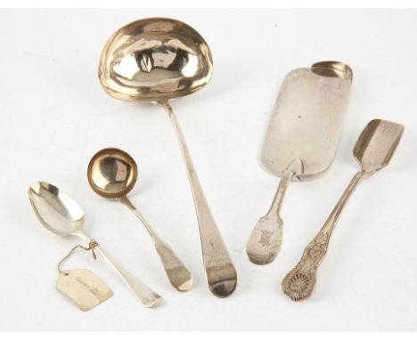George II desert spoon, London 1732, George III soup ladle, by George Smith (III) & William Fearn, London 1790, Scottish sauc